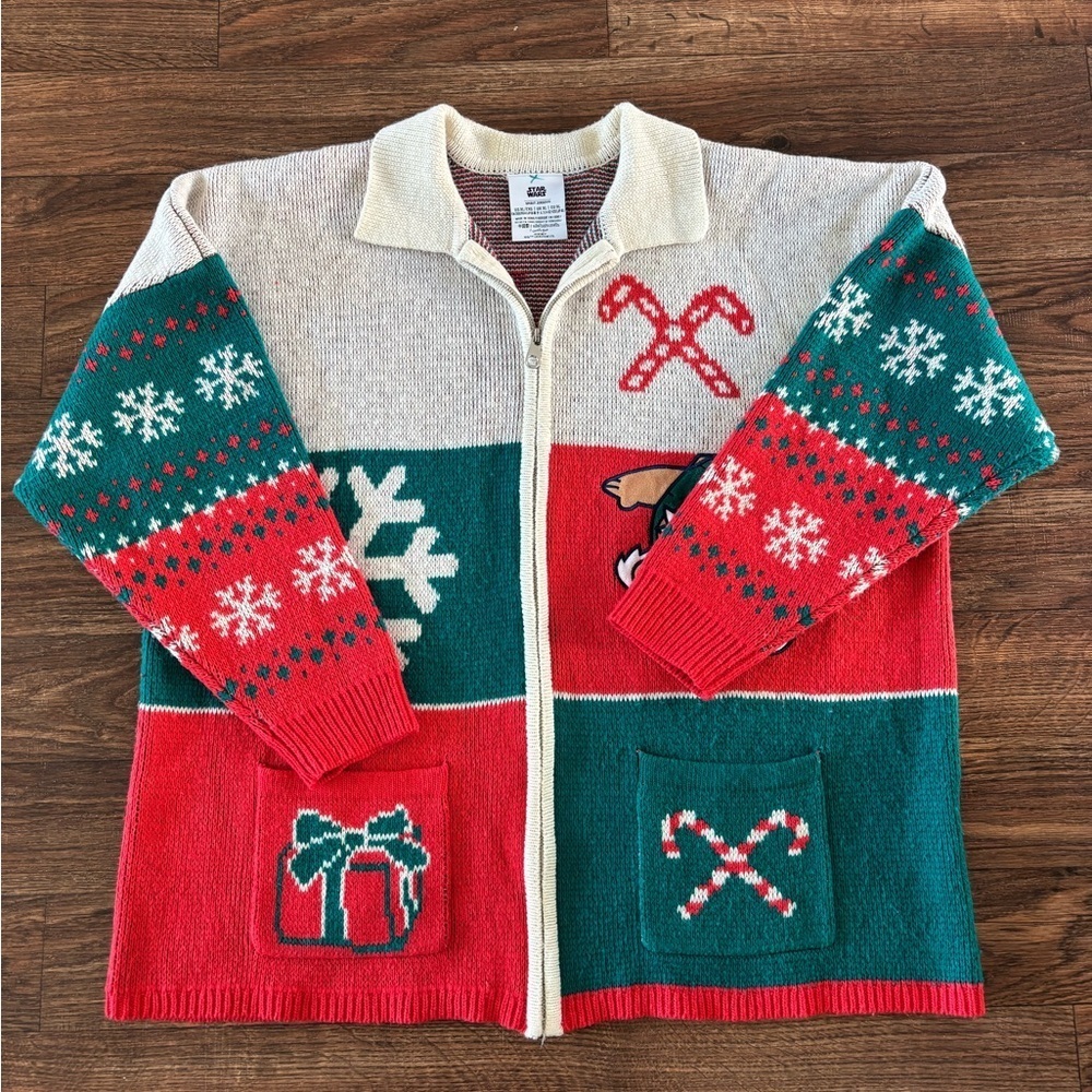 Disney Star Wars Ewok Christmas Spirit Jersey Cardigan Sweater - Picture 2 of 11